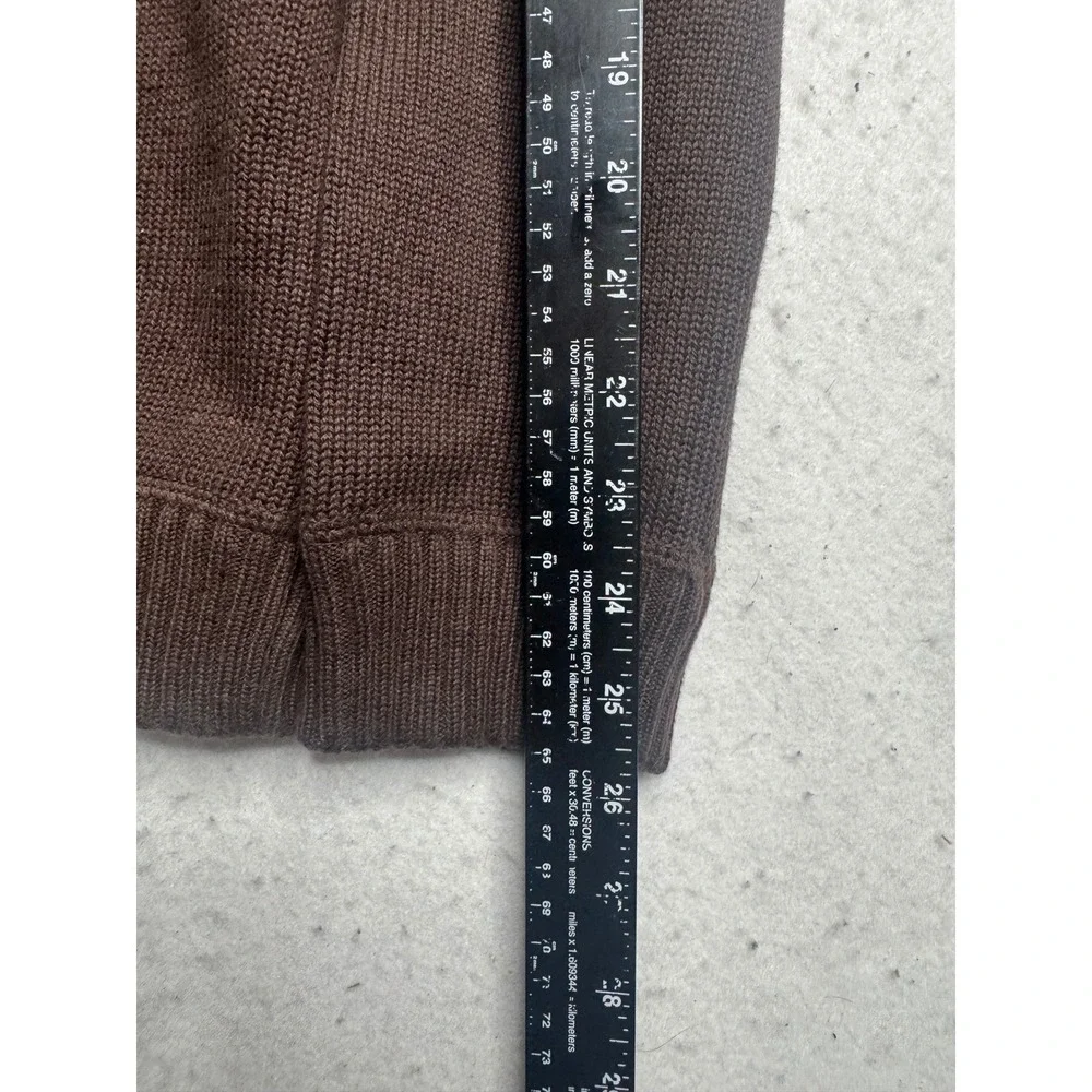Eddie Bauer Mens Large Brown 100% Cotton Quarter Zip Mock Neck Sweater Outdoor